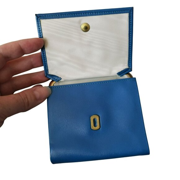 Vintage Princess Gardner Blue Gold Floral Needlepoint French Leather Wallet - Picture 5 of 10